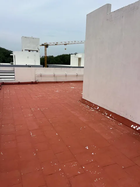The open rear terrace with a weather-protected floor finish