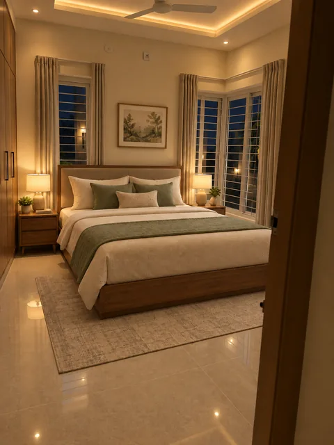 AI-generated furnished concept for bedroom one in Property 1