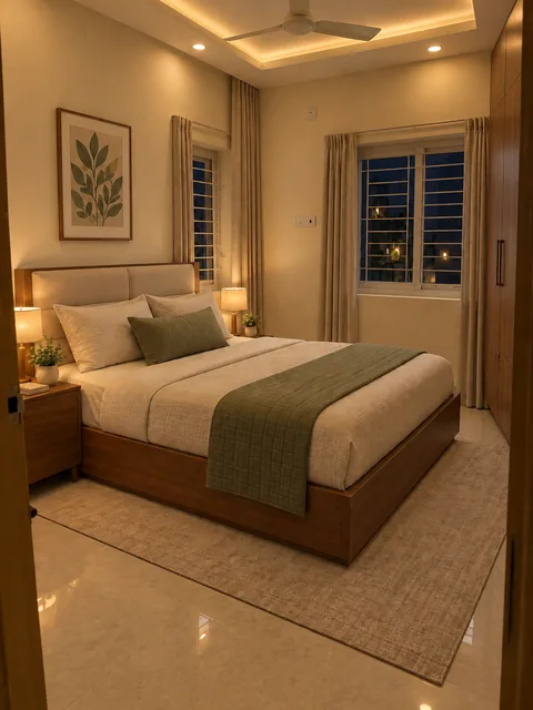 AI-generated furnished night concept for bedroom four in Property 1